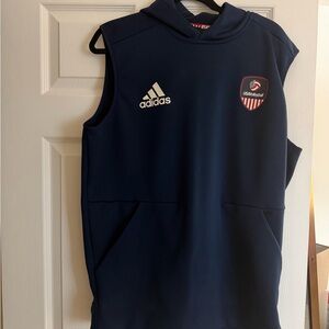 Adidas Kids Navy Sleeveless Hoodie with Logo